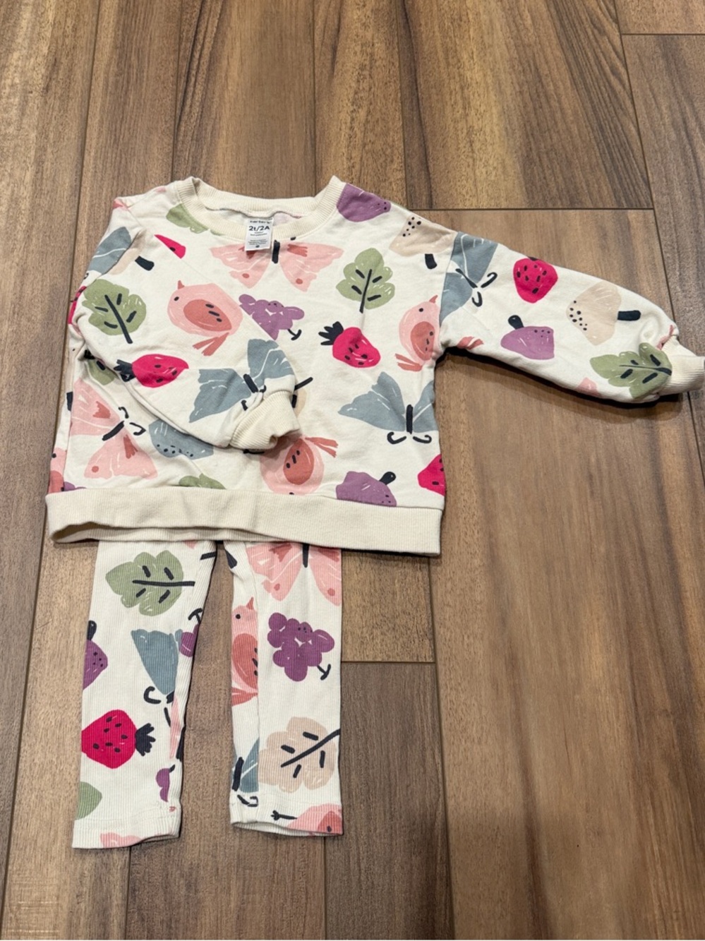 Carter's Cream Fruit Print Pajama Set with Pink, Purple & Green Accents